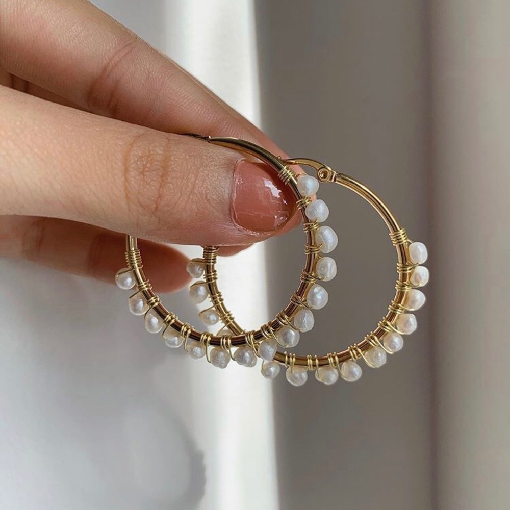 Pearl Hoop Earrings